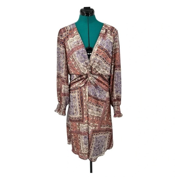 Julia Jordan Paisley Cut-Out Fit & Flare Dress Light Brown NWOT - Picture 6 of 8